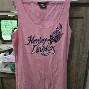 Women Pink Harley Davidson Huge bling tank 1W